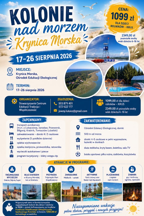 Kolonie nad morzem, zakwaterowanie, kontakt